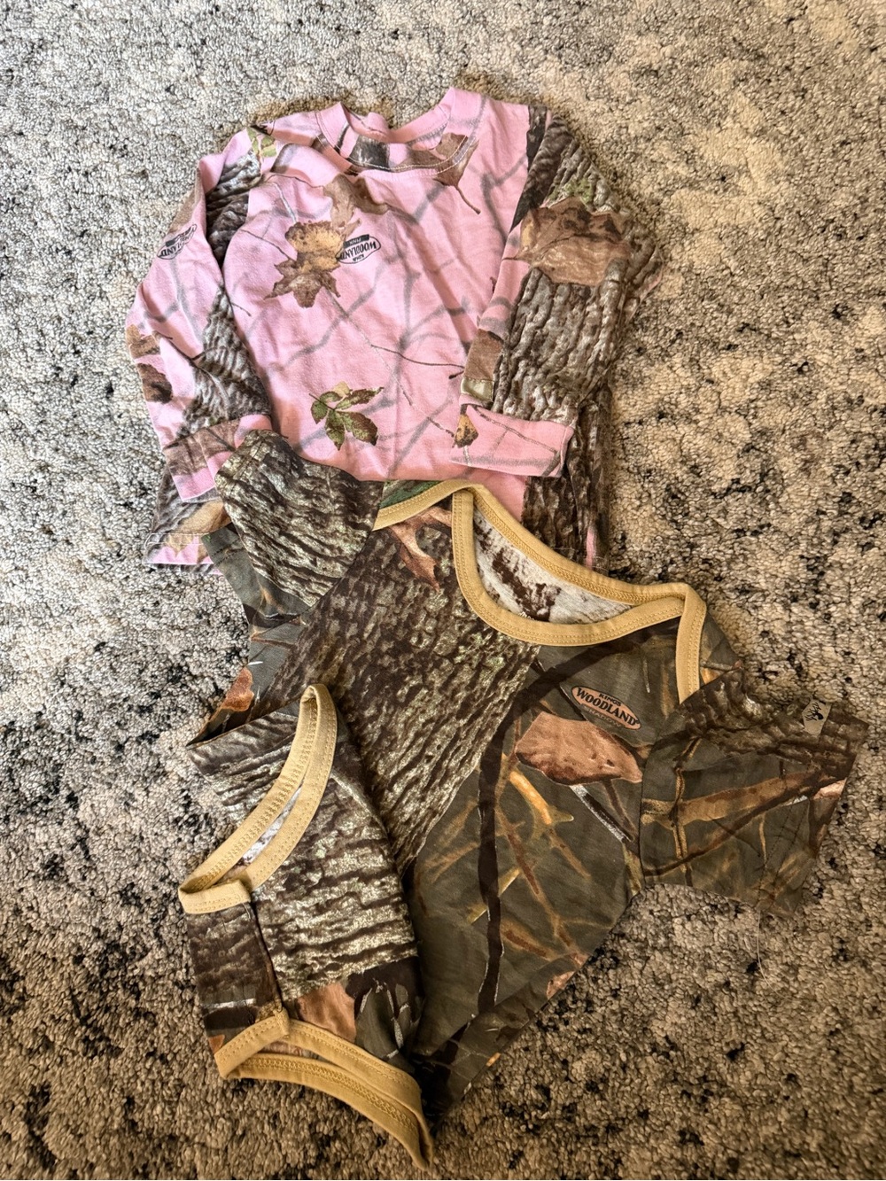 Woodland Camo Baby Bodysuits - Pink & Green Camo Set